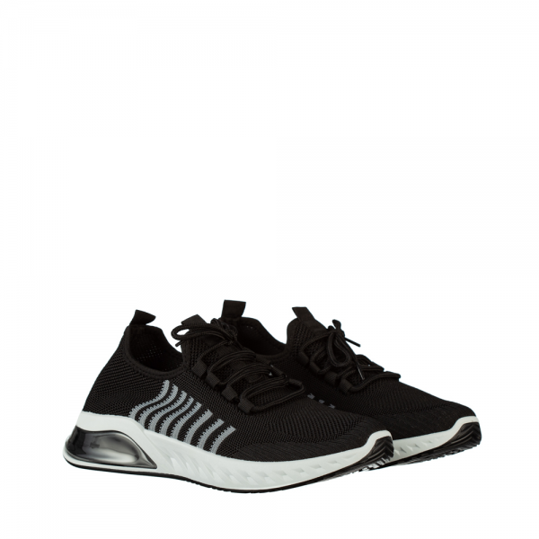 Ανδρικά αθλητικά παπούτσια μαύρα από ύφασμα Dulis, 2 - Kalapod.gr